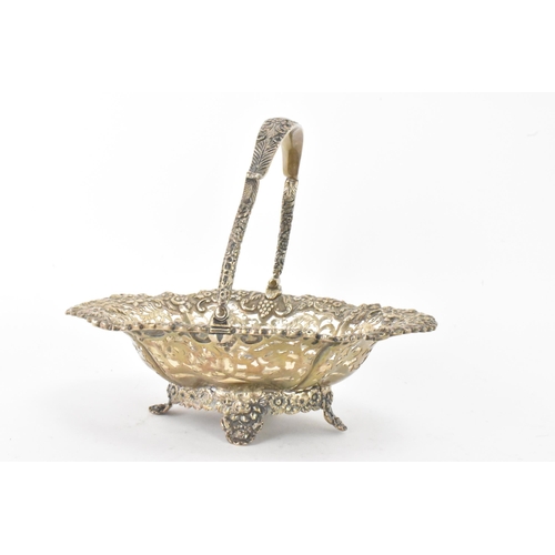 41 - A George IV silver basket possibly by Charles Price, hallmarked London 1829, having repousse and pie... 