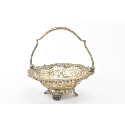 41 - A George IV silver basket possibly by Charles Price, hallmarked London 1829, having repousse and pie... 