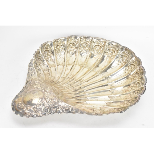 54 - A Victorian silver shell shaped serving dish by Atkin Brothers, hallmarked Sheffield 1892, having a ... 