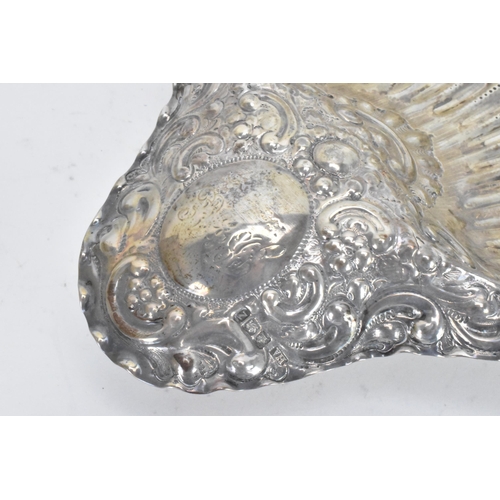 54 - A Victorian silver shell shaped serving dish by Atkin Brothers, hallmarked Sheffield 1892, having a ... 