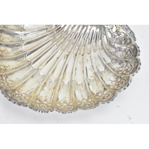 54 - A Victorian silver shell shaped serving dish by Atkin Brothers, hallmarked Sheffield 1892, having a ... 