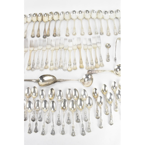 55 - A collection of Victorian and later silver cutlery with various dates and makers marks, in the fiddl... 