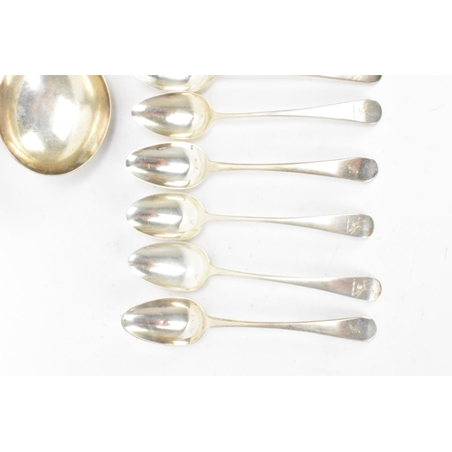 56 - A matched set of nine early 19th century and later silver dessert spoons with various dates and make... 