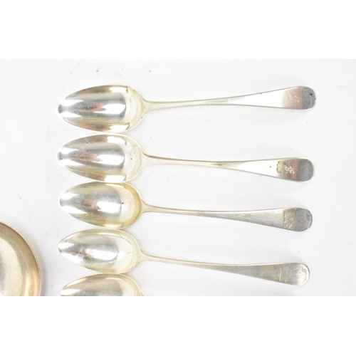 56 - A matched set of nine early 19th century and later silver dessert spoons with various dates and make... 