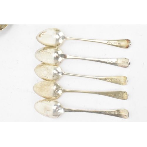 56 - A matched set of nine early 19th century and later silver dessert spoons with various dates and make... 