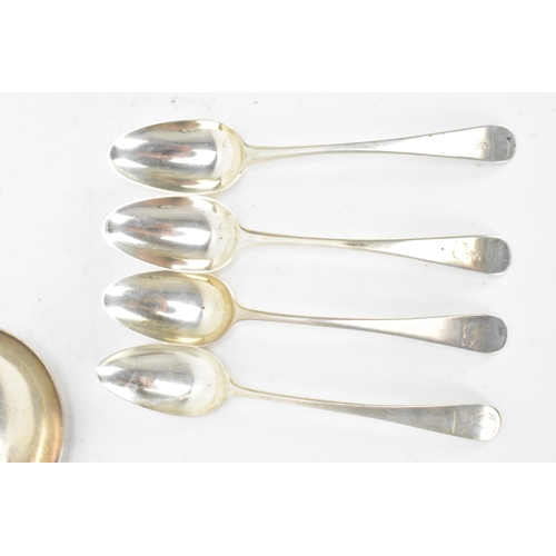 56 - A matched set of nine early 19th century and later silver dessert spoons with various dates and make... 