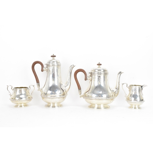 64 - A George V silver four piece tea set by Elkington & Co Ltd, hallmarked Birmingham 1930, comprising o... 