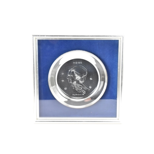 70 - An Elizabeth II silver limited edition royal commemorative silver salver, engraved with Princess Ann... 