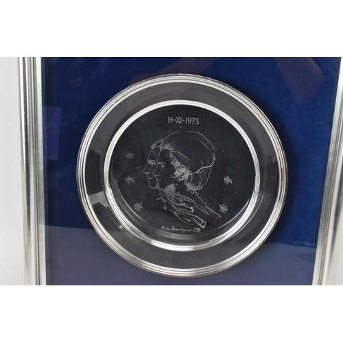 70 - An Elizabeth II silver limited edition royal commemorative silver salver, engraved with Princess Ann... 