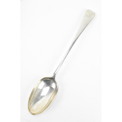 71 - An Edwardian silver serving spoon, possibly by Wilson & Sharp, hallmarked Edinburgh 1909, engraved w... 