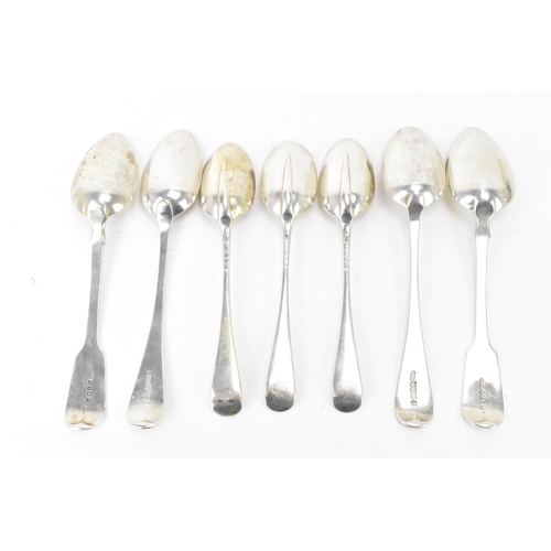 72 - A selection of seven 19th century silver spoons with various dates and makers marks to include three... 