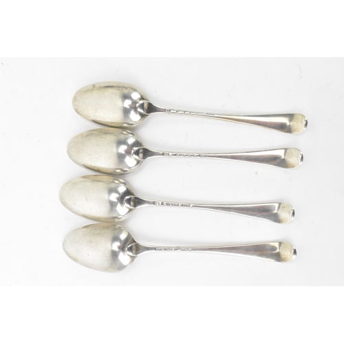 73 - A matched set of four 18th century silver dessert spoons with various dates and makers marks includi... 