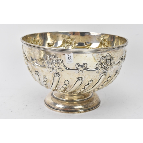 75 - An Edwardian silver bowl by William Hutton & Sons Ltd, hallmarked London 1906, embossed with flowers... 