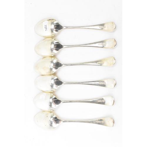 77 - An Edwardian set of six silver dessert spoons by James Deakin & Sons, hallmarked Sheffield 1901, the... 