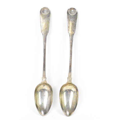 80 - A pair of George III silver serving spoons by Robert Smeaton, hallmarked Edinburgh 1819, both in the... 