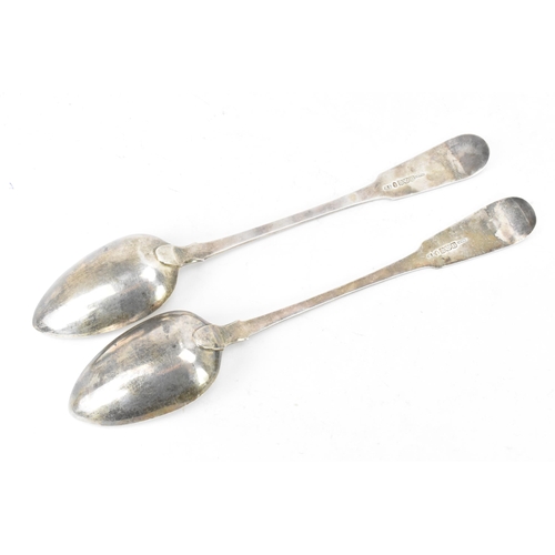 80 - A pair of George III silver serving spoons by Robert Smeaton, hallmarked Edinburgh 1819, both in the... 