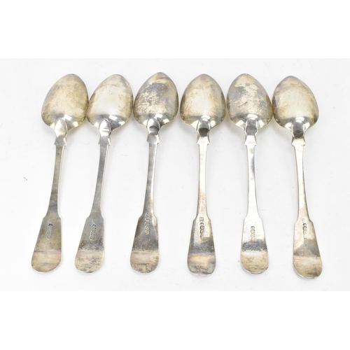 82 - A set of six early 19th century silver table spoons by William & Patrick Cunningham, three hallmarke... 