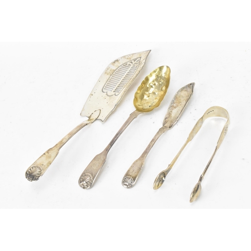 88 - A selection of 19th century silver cutlery to include a George III fish slice by Thomas Dicks hallma... 