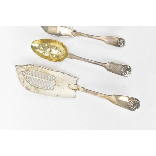 88 - A selection of 19th century silver cutlery to include a George III fish slice by Thomas Dicks hallma... 