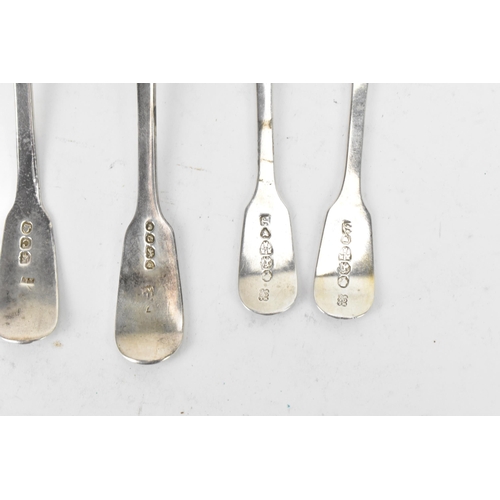 90 - A selection of 18th and 19th century silver spoons all in the fiddle and shell pattern to include a ... 