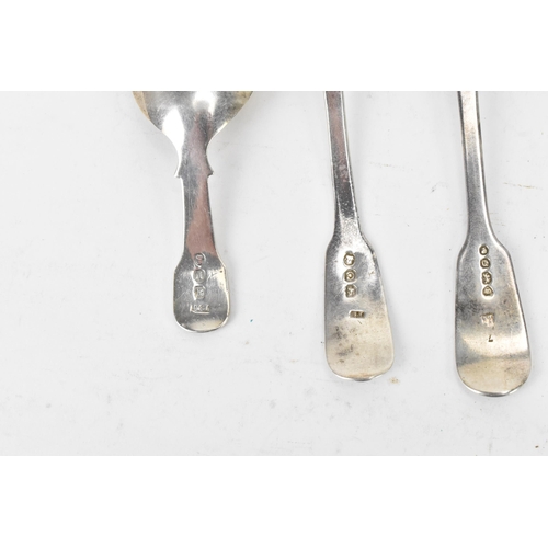 90 - A selection of 18th and 19th century silver spoons all in the fiddle and shell pattern to include a ... 