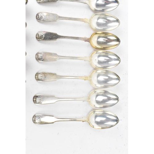 93 - A Victorian set of twelve silver dessert spoons by Lister & Sons, hallmarked Newcastle 1843, each in... 