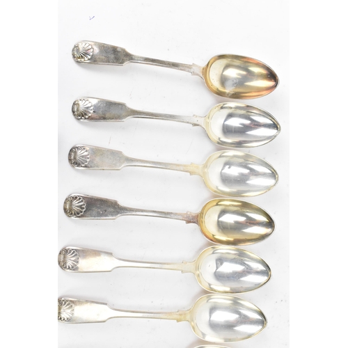 93 - A Victorian set of twelve silver dessert spoons by Lister & Sons, hallmarked Newcastle 1843, each in... 