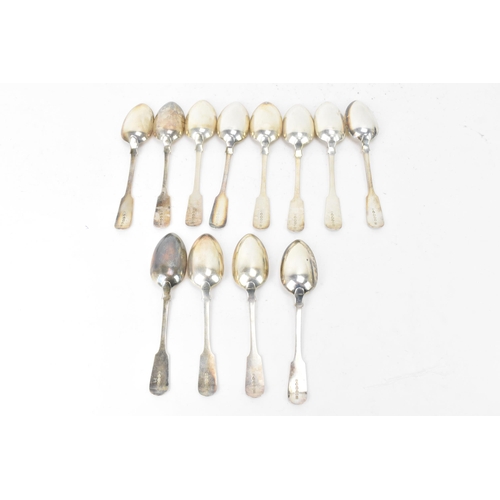 93 - A Victorian set of twelve silver dessert spoons by Lister & Sons, hallmarked Newcastle 1843, each in... 