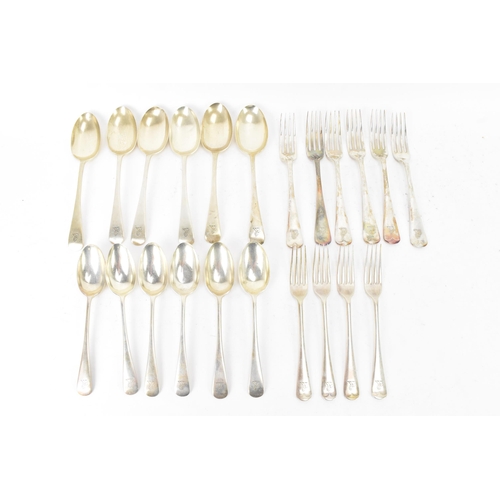 96 - A George V silver cutlery set by Mappin & Webb, hallmarked Sheffield 1928, each engraved with a fami... 