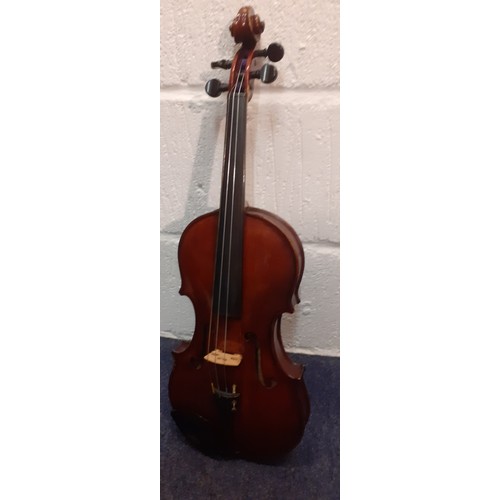 193 - A 1953 Frederick G Moverley of Stourport-on-Severn violin with bow, accessories, a mock crocodile ha... 