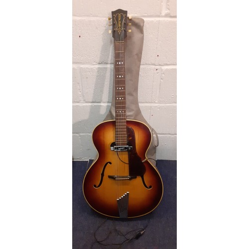 195 - A late 1950's Hofner Senator Brunette sunburst electric guitar with Schaffer fret and Hofner compens... 