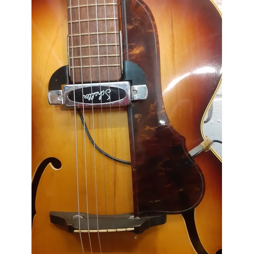 195 - A late 1950's Hofner Senator Brunette sunburst electric guitar with Schaffer fret and Hofner compens... 