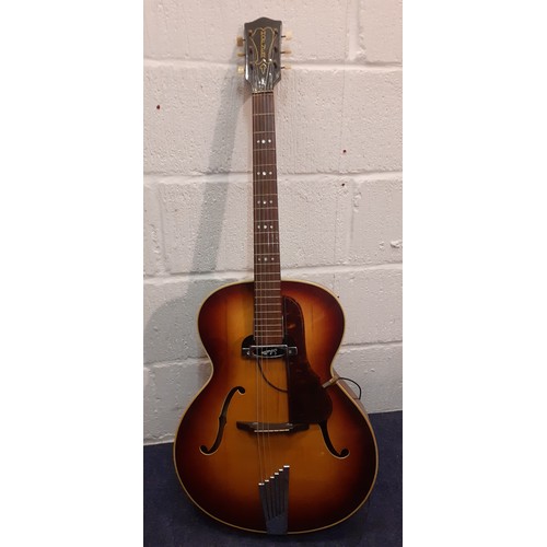 195 - A late 1950's Hofner Senator Brunette sunburst electric guitar with Schaffer fret and Hofner compens... 