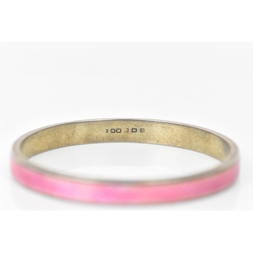 286 - Henry Matthews, English Art Deco period, silver and pink guilloche enamelled bangle, Birmingham 1922... 