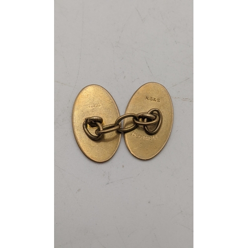 101 - A pair of 9ct gold oval shaped cufflinks with engine turned design 4.7g
Location: CAB2
If there is n... 