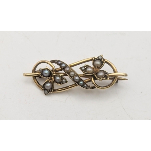 108 - A gold and seed pearl bar brooch, tested as 14ct gold, 3.1g
Location:CAB3

If there is no condition ... 