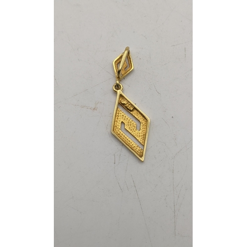 113 - An 18ct gold Greek key pendant, 1.9g
Location:CAB2

If there is no condition report shown, please re... 