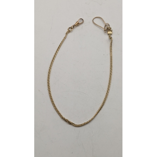 114 - A gold necklace tested as 9ct gold, the attached bulldog clip is gold plated, 10.5g
Location:CAB3

I... 