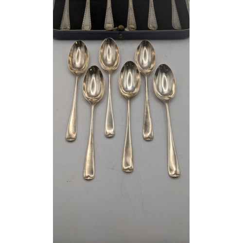 125 - Silver teaspoons to include two sets of six, one set hallmarked Sheffield 1921 and the other hallmar... 