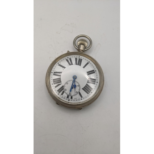 131 - An early 20th century Goliath pocket watch with a silver fronted travel case, hallmarked Birmingham ... 