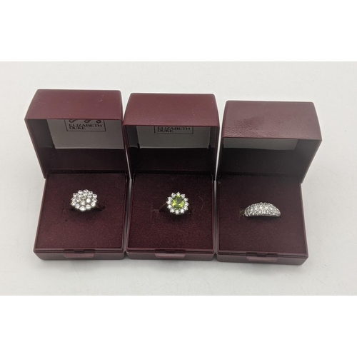 15 - Three 9ct gold ladies rings to include a cluster ring set with paste stones and two others, total we... 