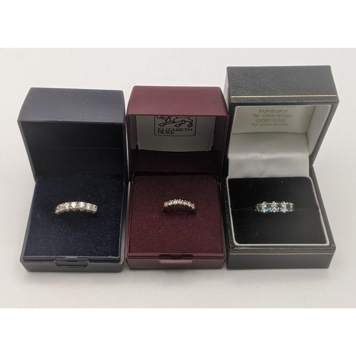 17 - Three 9ct gold ladies rings to include one set with Topaz coloured and clear paste stones along with... 