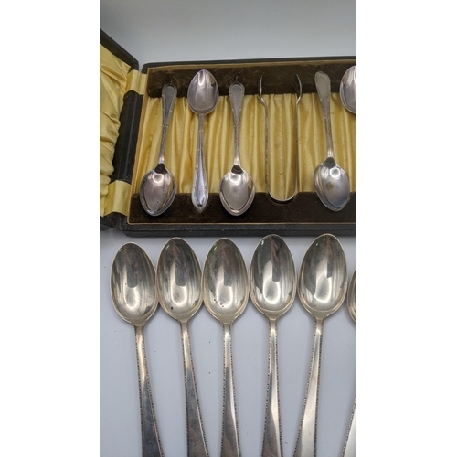 172 - A set of six sterling silver tea spoons 131.3g together with a weighted silver vase and a set of six... 