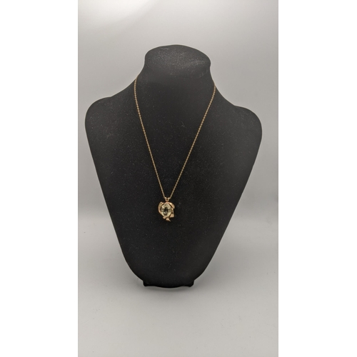 181 - A 9ct gold and citrine pendant on a 9ct gold necklace, 3.6g
Location: CAB8

If there is no condition... 