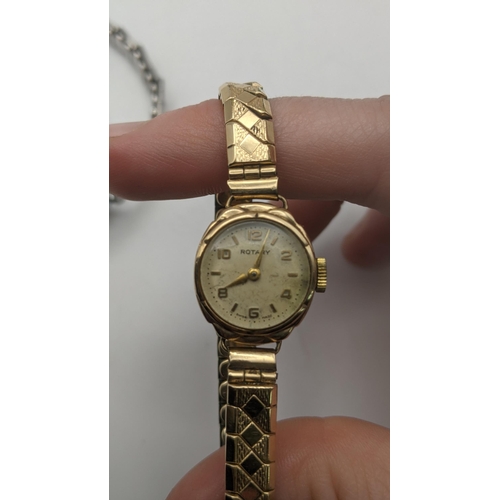 21 - Two ladies wristwatches to include a 9ct gold Rotary watch on later expanding strap and one other
Lo... 