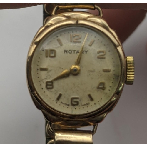 21 - Two ladies wristwatches to include a 9ct gold Rotary watch on later expanding strap and one other
Lo... 