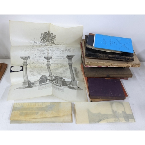 236 - A collection of masonic regalia to include a Victorian silver badge dated 1851 and others, various r... 