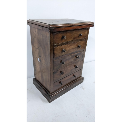 241 - A Victorian mahogany table top collectors chest of five drawers, 50.5cm h x 36.5cm w
Location: A2F

... 