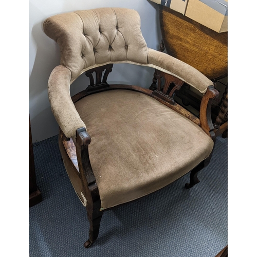 260 - Mixed furniture to include a late Victorian stool, pier cabinet, saloon armchair, piano stool and a ... 