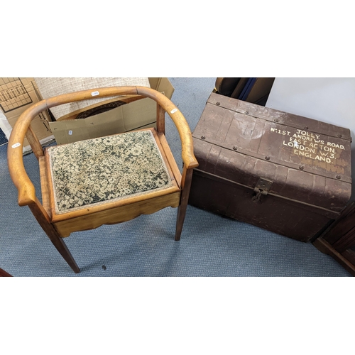 260 - Mixed furniture to include a late Victorian stool, pier cabinet, saloon armchair, piano stool and a ... 